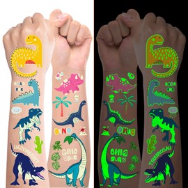 100 Stück Dino Tattoo Kinder Jungen, Dinosaurier Spielzeug Leuchttattoos Kinder, Temporäre Tattoos für Kinder, Dino Geburtstag Deko Party Mitgebsel Kindergeburtstag Dino Spielzeug Junge