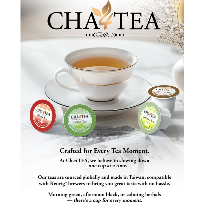 Cha4TEA 36-Count Black Tea Pods Compatible with Keurig K-Cup Brewers