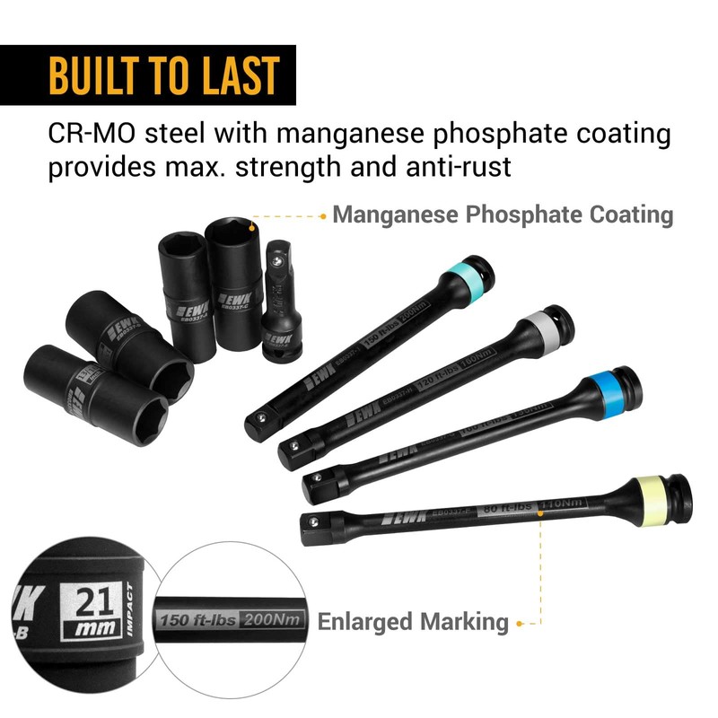 EWK 9 Pcs 1/2" Drive Thin Wall Lug Nut Flip