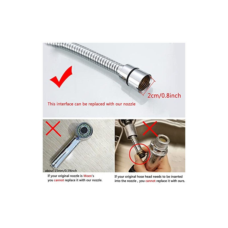 Kitchen Sink Pull Down Faucet Head Replacement 2-Functions Pull Out