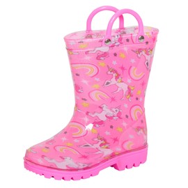 ScruffyTed Kids Wellington Boots With Pull On Handles Pink Unicorn 9 UK Child