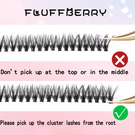 FLUFFBERRY Eyelash Clusters Individual Lashes Extension 36 PCS C Curl 40D 10MM Volume Mink Under DIY at Home