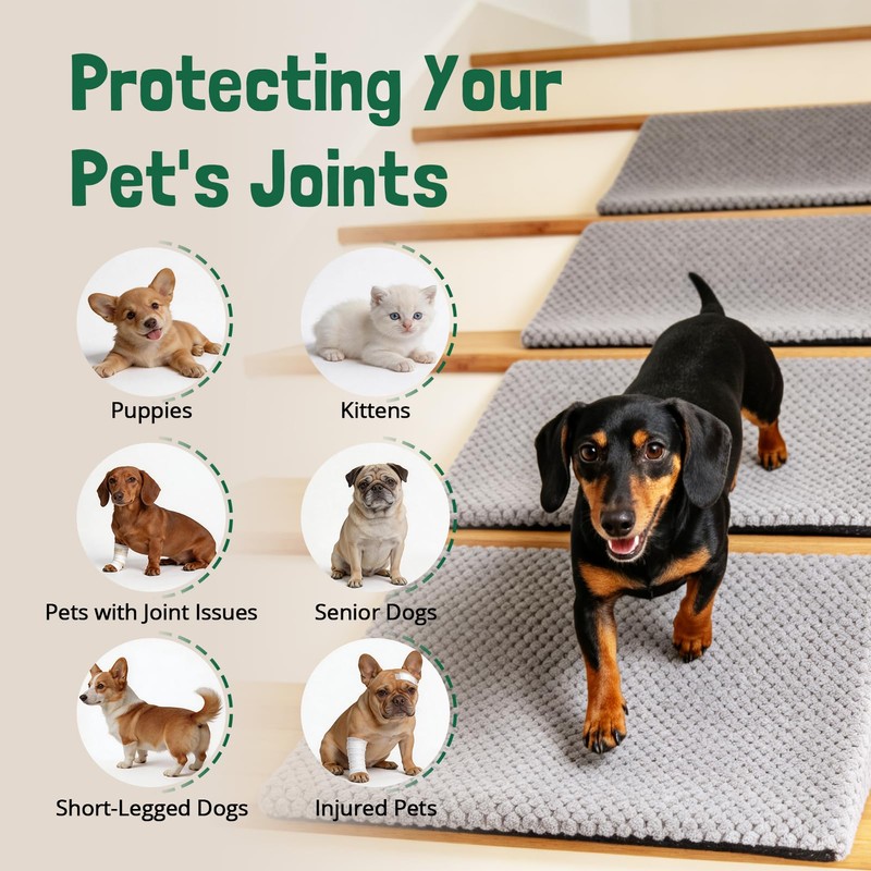 Dog Ramp for Stairs with Non-Slip Bump for Small &