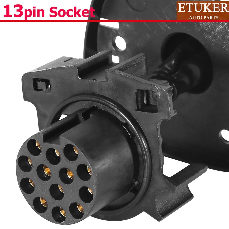 ETUKER 13-Pin Pre-Wired Towing Hitch Socket, Trailer Socket 13-Pin with