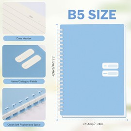 Colacoo 4 Pack B5 Spiral Notebook - PP Hardcover Spiral Bound Notebook with Soft Coil, 7 x 9 Coil Notebook College Ruled Lined Journal Notebook, 70 Sheets/140 Lined Pages, Assorted Blue
