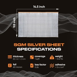 SGM Silver Car Sound Deadening Mat 80 mil (2mm) 18 sqft (1.67 sqm), Automotive Sound Deadener, Self Adhesive Butyl Car Sound Deadening Material, Audio Noise Insulation and Dampening Sheets