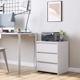 FOTOSOK White Nightstand with 3 Drawers, White Bedside Table Night Stand for Bedroom with Cut-Out Handle, Sofa Side Table 3 Drawer Nightstand for Bedroom, 17.7W*15D*21.7H