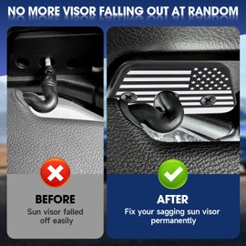 Sun Visor Repair Kit for Jeep Wrangler JK 2018/Wrangler JL 2018-2023/Gladiator 2020-2023 Car Accessories, Upgraded Aluminum Alloy Sun Visor Clips Used for Repairing Vehicle Sagging Sun Visors