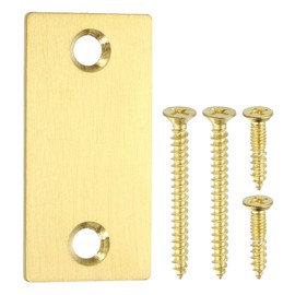 sourcing map Door Edge Hole Filler Plate, 2.24" x 1.1" Door Hole Cover Plate Stainless Steel Deadbolt Cover Plate with 40/20mm Screws for Fixing Wooden Furniture Corner, Gold