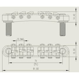 Guyker Guitar Tune O Matic Bridge with Studs for 6 String Electric Guitar (GM001, Gold)