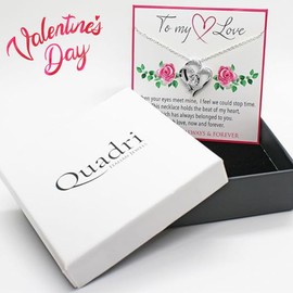 QUADRI To My Love Women's Heart Necklace with Zirconia, Gift for Women, Silver Colour, Length of Chain 45 cm with 5 cm Extenders - Jewellery for Woman Made in Italy