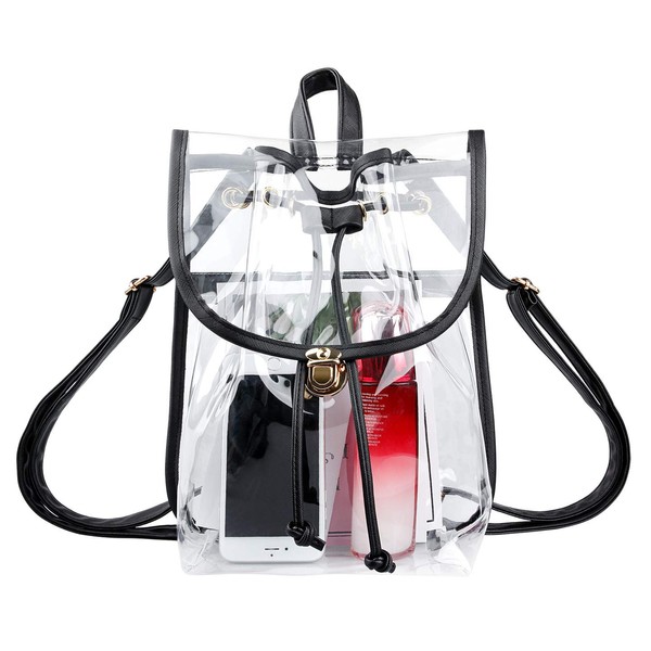 Haoguagua Heavy Duty Clear Backpack Stadium Security Approved Mini Gym Drawstring Bag
