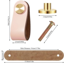 Yuaaoh Leather Knobs Furniture 4 Pieces Drawer Knobs Leather Cabinet Handles Leather Loops with Screws Knobs Chest of Drawers Leather Cabinet Leather Handles for Home Decor, Furniture Handles Single