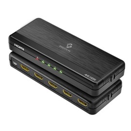 SHERRIVA 4K HDMI Splitter 1 in 4 Out – 4K@60Hz, 1080p@240Hz, Auto Downscaling, HDR, HDCP 2.3, 18Gbps, EDID, Duplicate/Mirror 4K Screens, Compatible with TV, Multiple Monitors