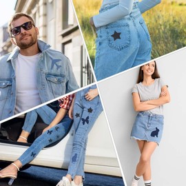 10 Pieces Iron On Patches for Clothing Denim Patches for Jeans Fabric Iron-on Patch Jeans Repair Kit 7.5 X 7.5 CM Denim Iron On Patches for Inside & Outside of Jean Clothes Pants Patches (5 Colors)