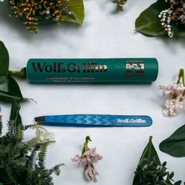 Wolf & Griffin Ultimate Precision Mini Tweezers | Stainless Steel Professional Oblique Eyebrow Tweezers for Men and Women | Navy Blue