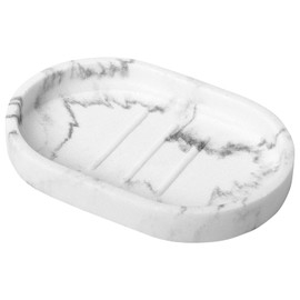 Luxspire Soap Dish, Bar Soap Holder, Soap Tray with Raised Design, Oval Soap Dish Soap Container for Bathroom Sink Kitchen Counter, Gravel White