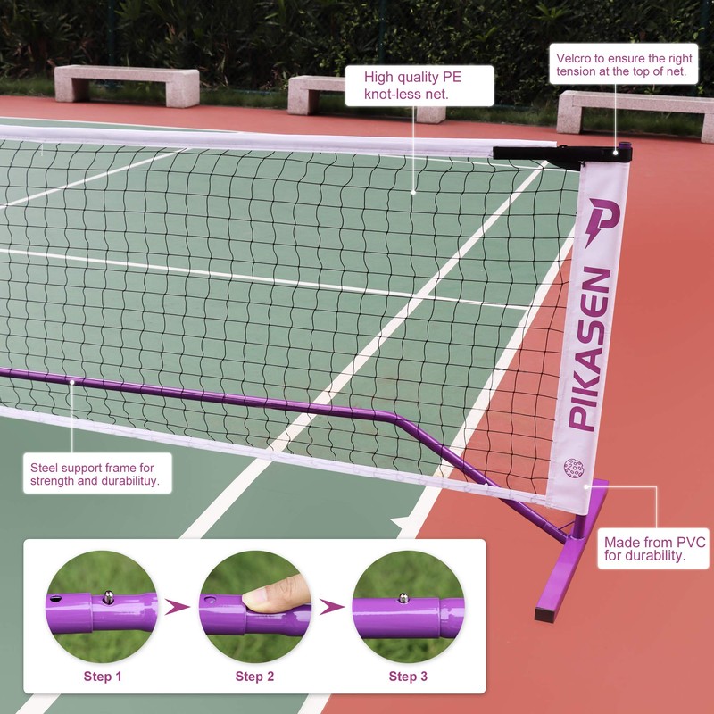 PIKASEN Portable Pickleball Net System - Regulation Size Pickle Ball