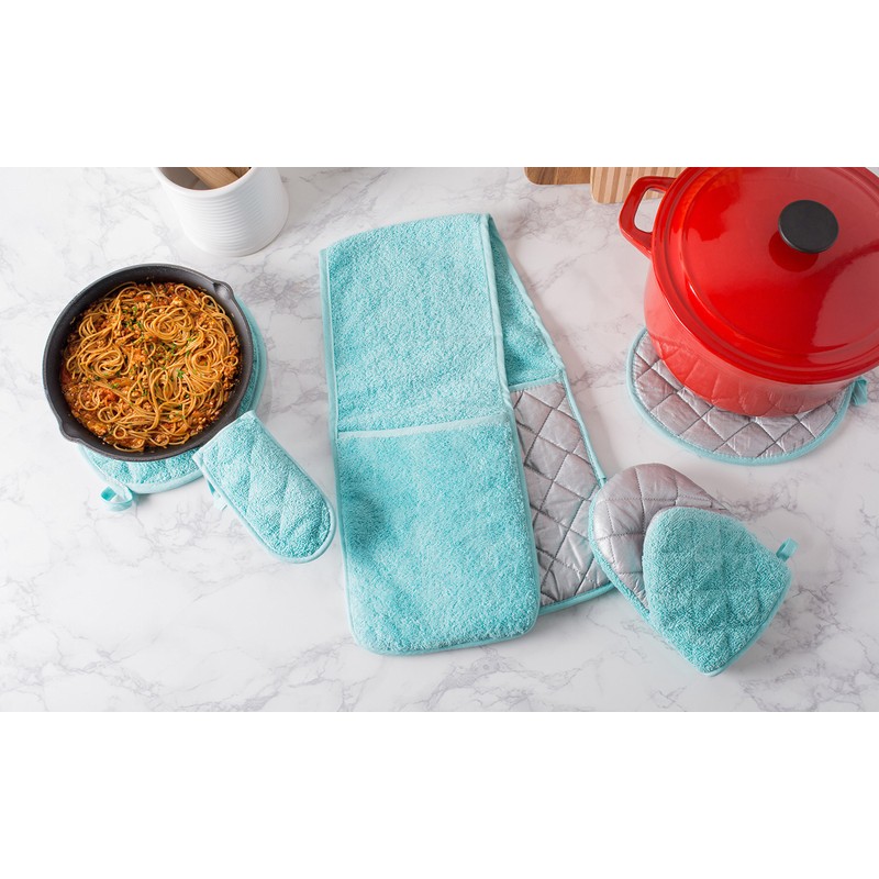 DII Basic Terry Collection Quilted 100% Cotton, Pan Handle, Aqua,