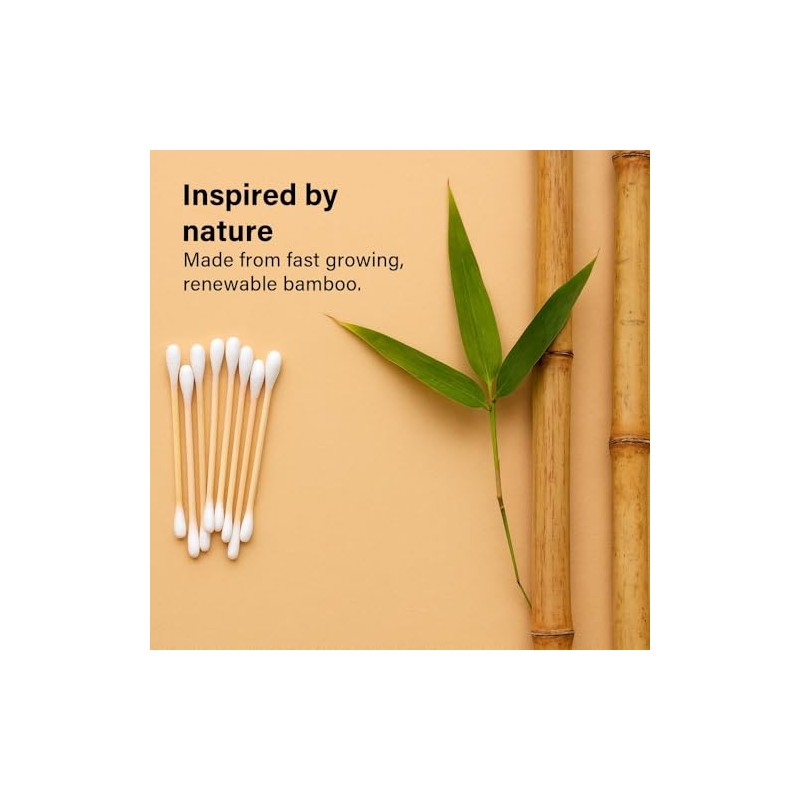 200 Pcs Bamboo Cotton Buds Eco Friendly Biodegradable Swabs with