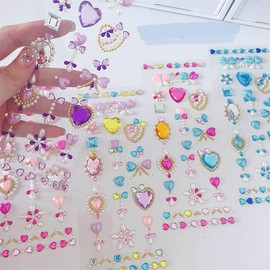 5Sheets Flowers Gem Stickers, Maxleaf 3D Self Adhesive Rhinestone Jewels Gem Stickers for Crafts Nail Makeup Gift