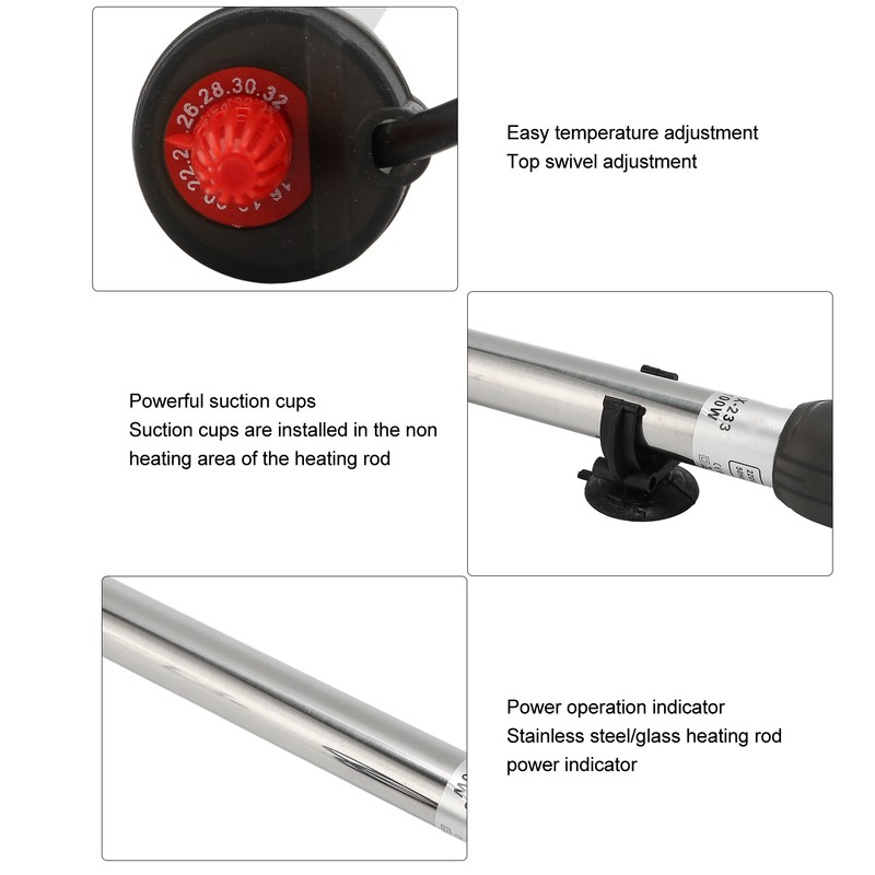 Aquarium Heater Stainless Steel Adjustable Automatic Thermostatic Heating Rod for