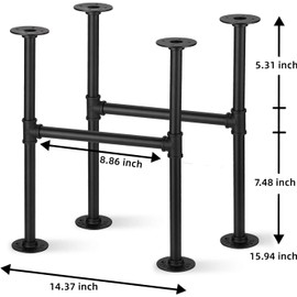 Licperron 2 Pack 30 Inch Industrial Metal Table Legs, Black Pipe Legs for Coffee Desk Furniture