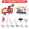 Fire Engine Wooden Toy with Screws and Tools - Montessori