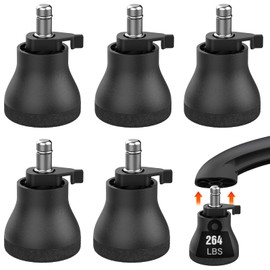 SKMYL Bell Glides Replacement Office Chair,Office Chair Wheels with Felt Pads and Desk Chair Wheels with Glide and Stopper, On/Off Setting for Hardwood Floors and Carpet (Bell Glides Set of 5)