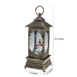 Clever Creations Musical Christmas Snow Globe Lantern, Lighted LED Swirling Glitter Water Lantern Home Decoration, Battery Operated, Snowman