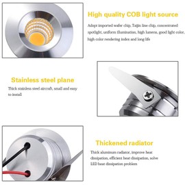 Small Mini LED Recessed Spotlights 3 W Pack of 5 230 V White Ceiling Spotlight with Transformer COB Downlights Ceiling Spotlights Aluminium 200 lm