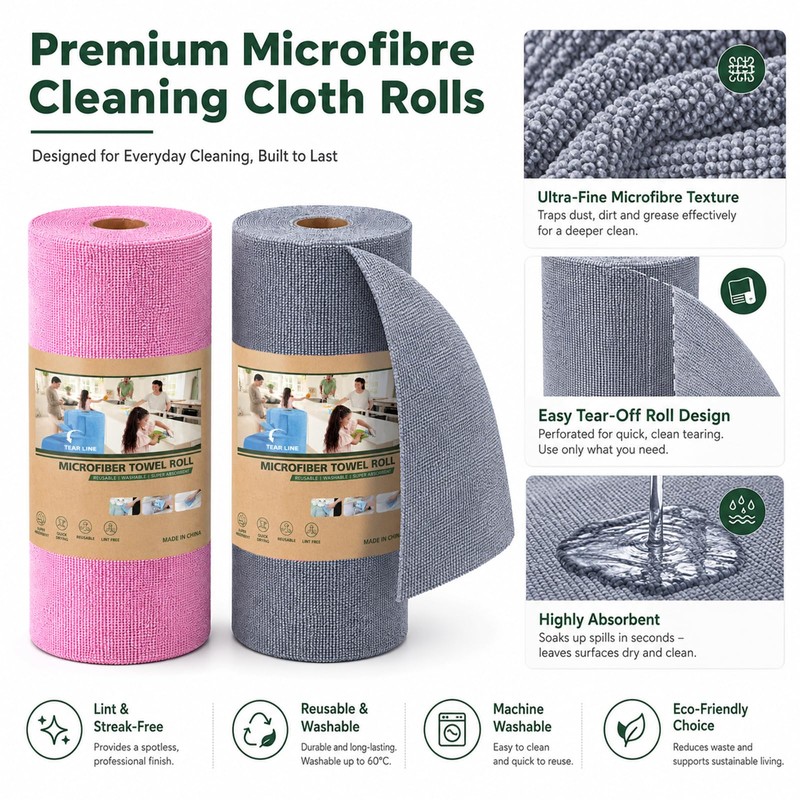 Reusable Kitchen Roll Microfibre Cleaning Cloths Microfibre Cleaning Cloth