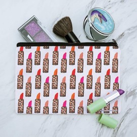 Leopard Print Lipsticks Makeup Cosmetic Bag Organizer Pouch