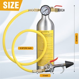 Rossesay AC Flush Kit Air Conditioner System Flush Canister Kit AC Drain Line Cleaner Tool Air Conditioning Pipeline Cleaning Tool Set with Gauge, Air Fittings and Hose for Car Air Conditioner Pipe