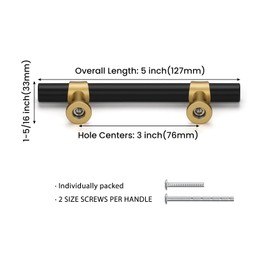 Goldenwarm 10 Pack Black and Gold Cabinet Pulls 3 Inch Kitchen Cabinet Handles Black Kitchen Drawer Pulls for Dresser Bathroom Modern Hardware,Zinc Alloy Base
