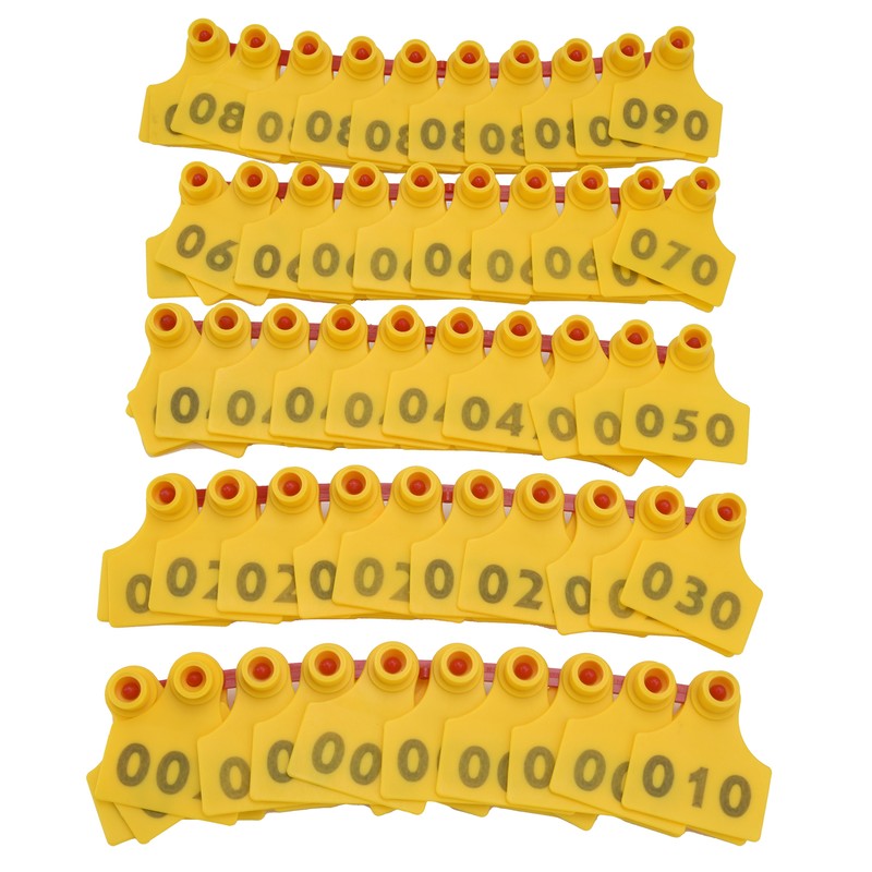 100Pcs TPU Pig Cow Ear Tag with Number 001‑100 Ear