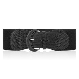 GEEHUA Women Wide Elastic Belt, Stretch Waist Belt Vintage Chunky Waistband Ladies Stretchy Belt for Dresses Jeans(Black)