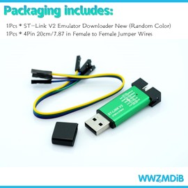 WWZMDiB ST-Link V2 USB Debug Programmer Compatible with for STM32 STM8 Microcontroller Support Wire Swim JTAG SWD Interface (1 Pcs Random Color)