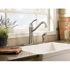 Moen Wetherly Spot Resist Stainless High-Arc Kitchen Faucet with Side Spray, 87999SRS