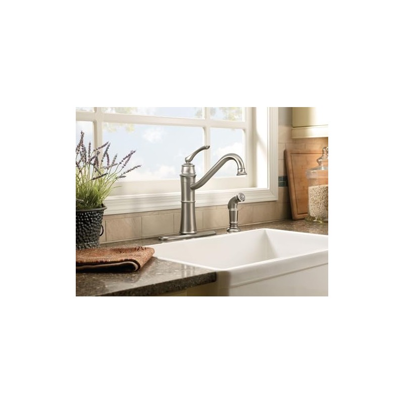 Moen Wetherly Spot Resist Stainless High-Arc Kitchen Faucet with Side