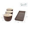 Ceramic Snack Serving Tray Set with 3 8oz Bowls for