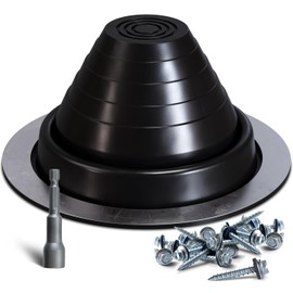 VIVIDA #3 EPDM Metal Roof Pipe Flashing Boot, Flexible Roof Jack Boot for Pipe OD 1/4" to 5", Screws & Hex Socket Included, Black, 1 Pack