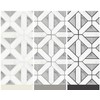Tenedos Bianco Dolomite with Grey Carrara Geometric Polished Marble Mosaic
