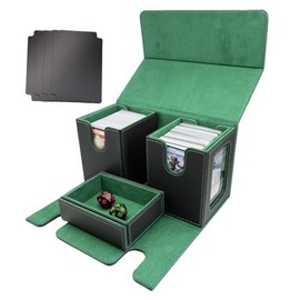 TheQuotium MTG Commander Deck Box Space for 200+ Cards, 3-in-1 Card Deck Case, Strong Magnetic Card Organiser for Magic Commander TCG CCG, 4 Dividers