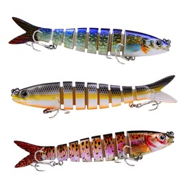 Fishing Lures Jointed Fish Set Realistic Lure Action Wobbler Bait Realistic Swimming Bait, Fishing Lures fo Bass Trout Crappie Walleye Pike Bluegill Salmon,Best Equipment for Outdoor. (D3Pcs, A)