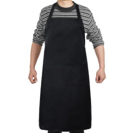 Surblue Waterproof Rubber Vinyl Apron 37" Projects Work Safe Clothes with Adjustable Widened Neck Strap Release Buckle Bib for Dishwashing Lab Work Butcher Cleaning Fish, Black