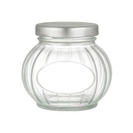 12 (Twelve) x 8 oz (225 ml) Faceted Glass Jar with Silver 58 mm Metal Twist Lug Lid for Canning