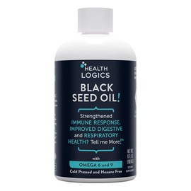 Health Logics Black Seed Oil | Rich Source of Omega 6 & Omega 9 | Pure Cold Pressed Black Cumin Seed Oil for Respiratory, Digestive, and Immune Health | 6 fl oz