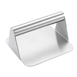 Tongke Stainless Steel Manual Hamburger Meat Press, 6 Inch Meat Press Press Kitchen Meat Press Plate Steak Hamburger Making Grill Press and Squeeze Greaser (Square)