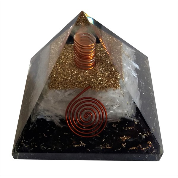 Crystal Orgone Energy Pyramid for Positive Energy| Authentic Orgonite with Shungite and Selenite| Energy Generator Pyramid for Protection